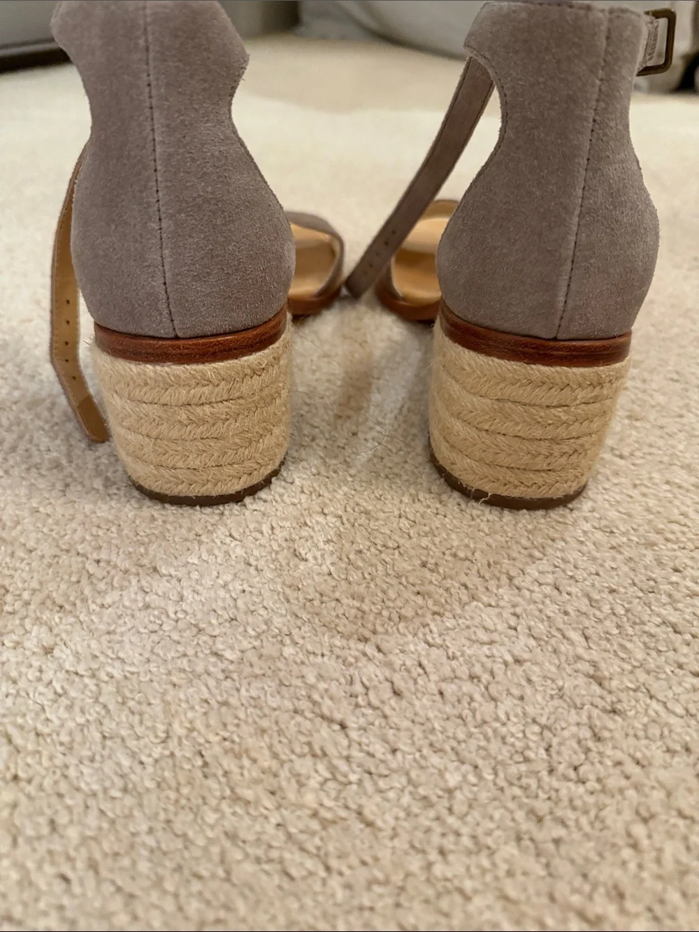 Soludos Suede Ankle-Strap Block Heel Sandals in Taupe size 10